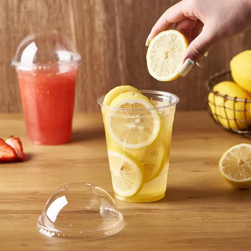 Miniatura 3 de 100 juegos de vasos de plástico con tapas de cúpula y ranura para pajita, PET transparente, desechables, sin BPA, para fiesta, bebidas heladas