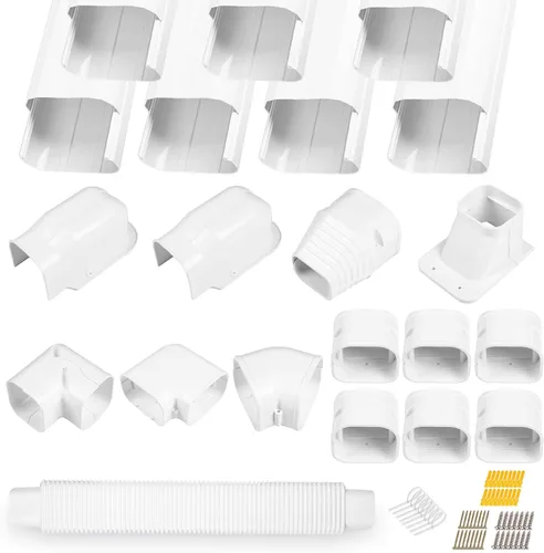 Miniatura 11 de LyPrem 3 m Kit de cubierta de línea de PVC para mini split y aire acondicionado central y bomba de calor (Blanco)