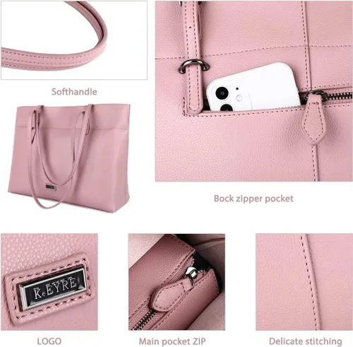 Miniatura 6 de Bolso de mano de piel sintética suave para mujer, bolso de mano de gran capacidad