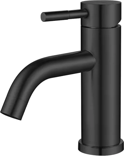 Miniatura 8 de Grifo de Lavabo de Baño de Un Solo Orificio Negro Mate, Grifo de Baño Moderno de Una Sola Manija Comercial de Acero Inoxidable para Lavabo