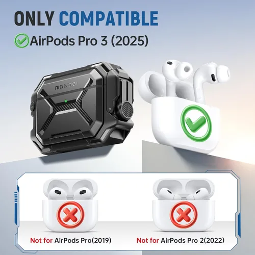 Miniatura 2 de MOBOSI para Funda de AirPods Pro 3 [Funda Impermeable IP68 para iPods Pro 3 y Compatible con MagSafe] Funda Protectora de Grado Militar para Earpods