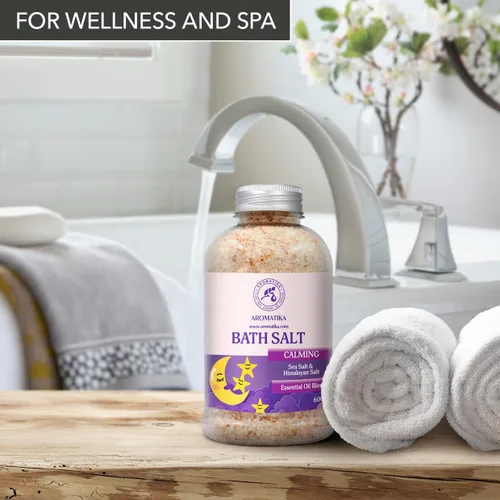 Miniatura 8 de Sales de baño calmantes de 21.16 onzas – con aceites esenciales de sándalo, lavanda y bergamota – Sales marinas de baño naturales de 21.16 oz