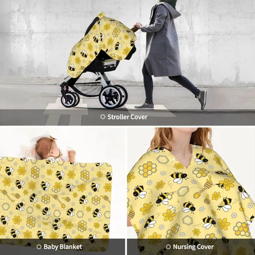 Miniatura 5 de Bee Baby - Cubierta de Toldo para Asiento de Coche, Cubierta de Lactancia Multiusos para Mamá, Fundas de Lactancia para Recién Nacidos, Regalo