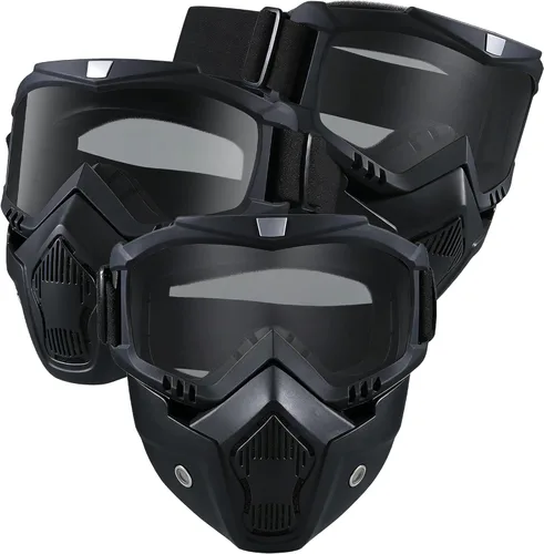 Miniatura 12 de Máscara de Paintball Antiniebla, Máscara Táctica de Cara Completa Desmontable Ajustable, Máscara de Esquí, Gafas de Protección Facial