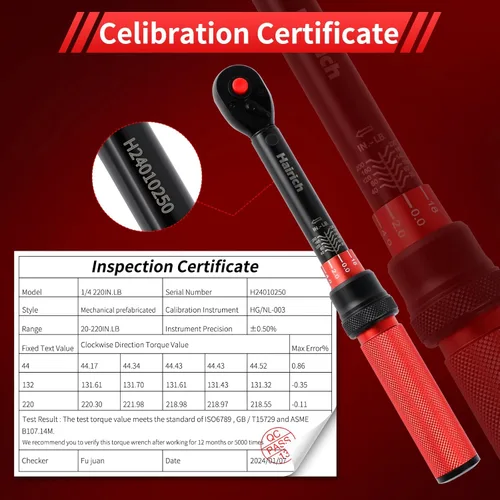 Miniatura 4 de Hairich Llave dinamométrica de 1/4 pulgada, llave dinamométrica de doble dirección pequeña 20-220 pulgadas.libras/2.3-24.9Nm, 72 dientes de alta
