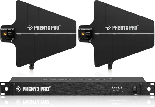 Phenyx Pro PAS-225X - Paquete de sistema de distribución de antena inalámbrica UHF, receptores direccionales activos con 8 salidas + 2 puertos en