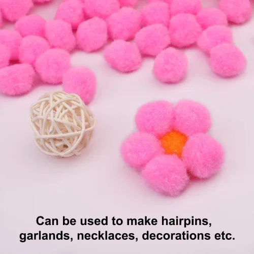 Miniatura 6 de Veroave Pompones Rosas, 150 PCS Pompones de 1 Pulgada para Manualidades, Bolas Peludas Esponjosas para Arte DIY Manualidades Creativas Decoraciones