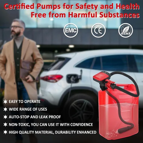Miniatura 9 de Bomba de transferencia de combustible Aoteda alimentada por batería con sensor de parada automática, protección contra fugas (2.4 GPM), manguera