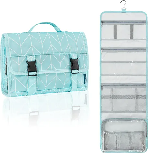 Miniatura 9 de PAVILIA Neceser colgante de viaje para mujeres y hombres, kit de bolsa de maquillaje de gran capacidad, estuche organizador de almacenamiento