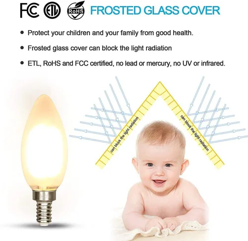 Miniatura 5 de Bombilla de candelabro E12 de 4000 K, luz diurna, blanca, regulable, bombilla LED E12, equivalente a 40 W, bombilla Edison tipo B, bombilla