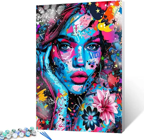 Miniatura 8 de Kits de Pintura de Diamantes Chica Negro Rosa para Adultos DIY Diferentes Pupilas Mujeres 5D Taladro Completo Redondo Cristal Diamantes de Imitación