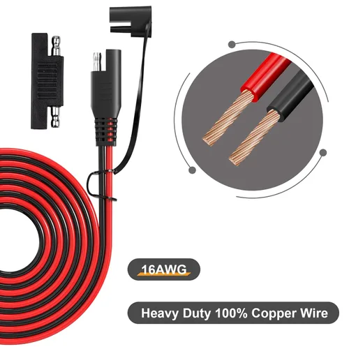 Miniatura 3 de Cable de extensión SAE de 12 pies 16 AWG, conector SAE Conector de desconexión rápida 16AWG, para automoción, panel solar enchufe