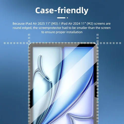 Miniatura 3 de NEW'C Paquete de 2 protectores de pantalla diseñados para iPad Air 2025 de 11 pulgadas (M3), iPad Air 2024 de 11 pulgadas (M2), vidrio templado, sin