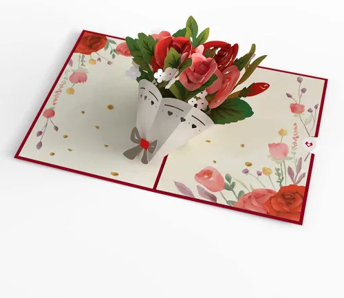Miniatura 4 de Lovepop Tarjeta de feliz aniversario Tarjeta desplegable 3D de rosas románticas para esposa, marido o pareja Regalo único de boda o celebración
