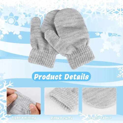 Miniatura 3 de 6 pares de mitones de invierno para bebés, guantes mágicos de punto para niños y niñas