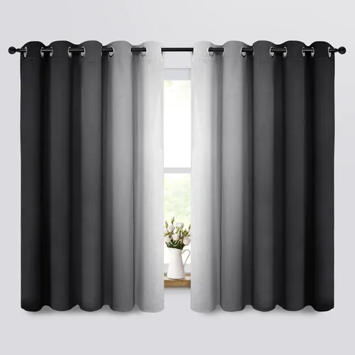Miniatura 170 de COSVIYA Cortinas 100% Opacas Azul Degradado con Lazos Ajustables para Cocina Aislamiento Térmico Oscurecimiento de Habitación Cenefa con Bolsillo