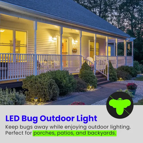 Miniatura 4 de Feit Electric A19 - Luz LED para insectos para exteriores, equivalente a 60 vatios, bombilla LED no regulable, base mediana E26, 120 V, 22 años