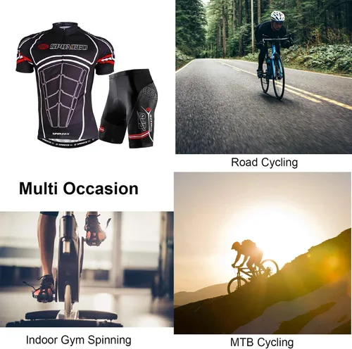 Miniatura 20 de sponeed Conjunto de traje de ciclismo para hombre, camiseta de ciclismo de carretera, pantalones cortos de ciclismo de trianthlon