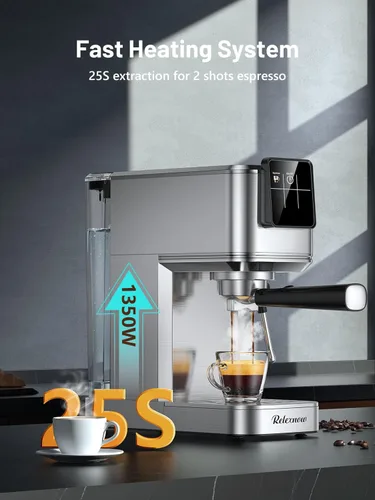 Miniatura 3 de Máquina de Espresso RELEXNOW, cafetera de café profesional de 20 bares con espumador de leche y varilla de vapor, máquina de café caliente y helado