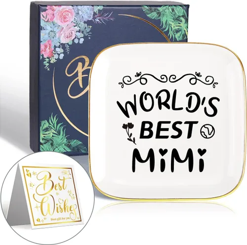 Littlefa To My MiMi - Bandeja decorativa para anillos de cerámica para abuela, regalo significativo para abuela de nieto, regalo único para abuela,