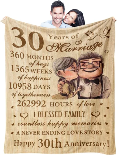 Regalos de 30º Aniversario de Bodas para Parejas, Decoraciones de 30º Aniversario, Regalos de Manta de 30º Aniversario para Esposo Esposa Ella Él,