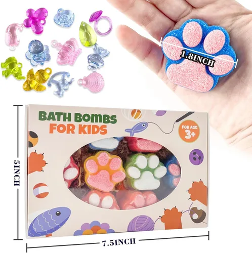 Miniatura 3 de Bomba de baño de patas para niños con juguetes sorpresa en el interior, 12 piezas coloridas hechas a mano de bola de baño natural con juguetes