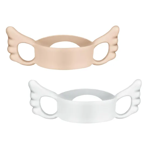 Miniatura 11 de Asas de silicona para biberones, 2 asas de fácil agarre para biberones de cuello ancho (verde/blanco)