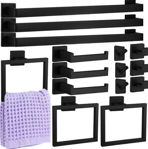 Miniatura 8 de Juego de 5 piezas de accesorios de baño de 23.6 pulgadas, incluye toallero de 23.6 pulgadas, anillo para toalla de mano, soporte para papel