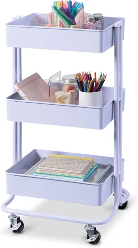Miniatura 3 de Simply Tidy Lexington Carrito con ruedas de 3 niveles, organizador móvil de almacenamiento de metal con ruedas de bloqueo para manualidades, oficina