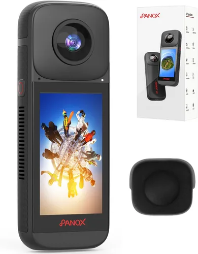 PANOX Cámara V2 360 Vlog - 5.7K 360 Video, 72MP 360 Foto, Compartir rápida con un solo clic, transmisión en vivo 4K, pantalla táctil de 3.0" (1