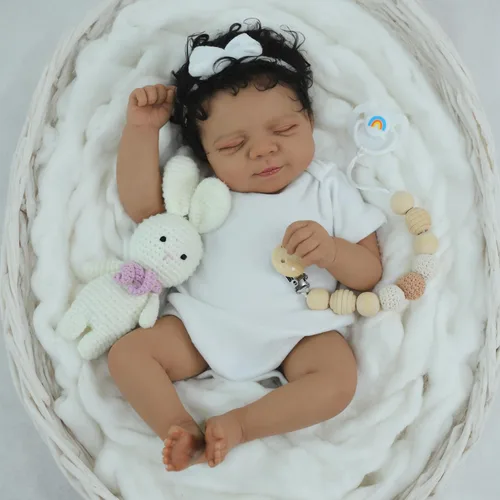 Miniatura 8 de SCOM Muñecas de bebé renacidas Niño Negro - 18 Pulgadas Muñecas recién nacidas realistas Muñecas de bebé recién nacidas afroamericanas Muñeca