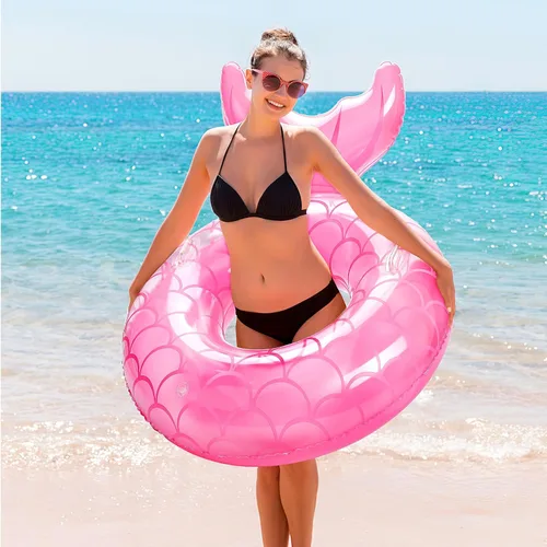 Miniatura 5 de MoKo Anillo de natación inflable, lindo flotador de piscina, decoración de tubo, tubos de natación, piscina al aire libre, playa, flotadores de Rosa