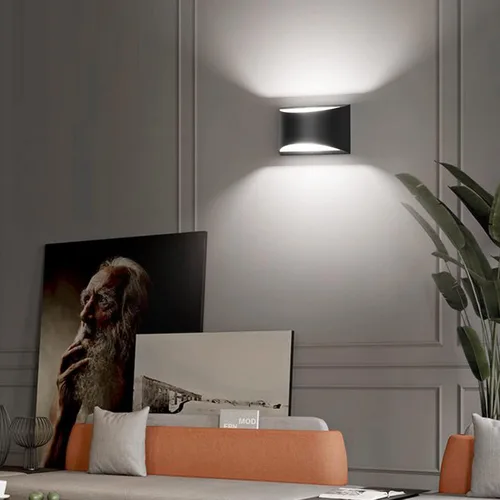 Miniatura 5 de Aipsun Juego de 2 apliques de pared LED modernos negros para interiores, con cable arriba y abajo, para sala de estar, dormitorio, pasillo, pasillo