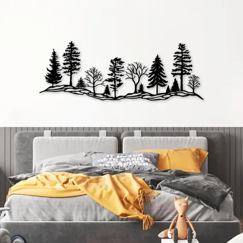 Miniatura 3 de Arte de pared de bosque de metal, decoración de pared de bosque, decoración de pared de metal de montaña y bosque, decoración de árbol de metal