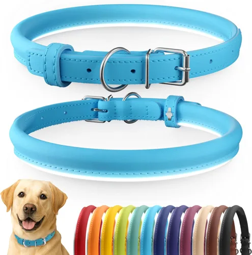 Miniatura 86 de CollarDirect Collar de perro con tachuelas, collares de cuero para mascotas para perros pequeños, medianos y grandes, acolchado suave, marrón, negro