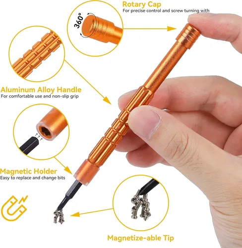 Miniatura 4 de Kit de reparación de lentes magnético todo en uno mejorado con lupa, kit de herramientas de reparación con 12 puntas de destornillador