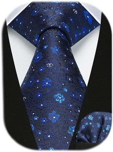 Miniatura 235 de Corbatas florales tejidas clásicas para hombre, corbata cuadrada de bolsillo, corbatas formales para hombres, boda con pañuelo