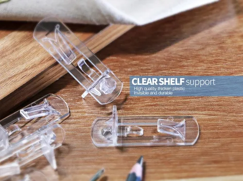 Miniatura 5 de 60 piezas de pasadores de estante con bloqueo – Clavijas de estante de gabinete de 7.9mm, clips de estante de plástico transparente para tableros