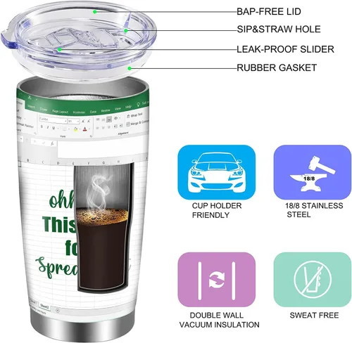 Miniatura 3 de Regalos para Contadores Hoja de Cálculo, Taza Termo para Regalos de Contadores para Mujeres y Hombres, Ohh Esto Requiere una Hoja de Cálculo