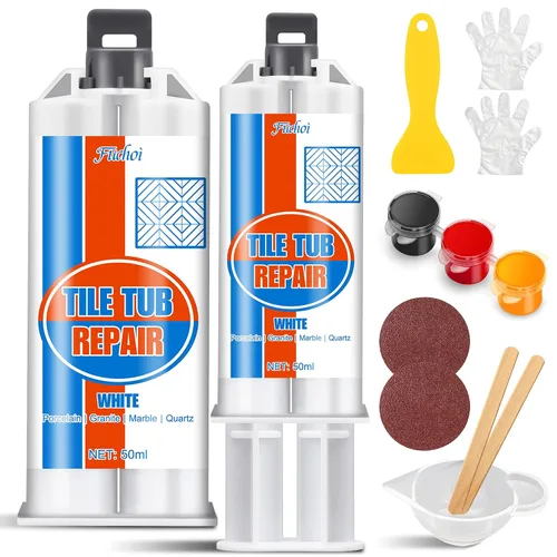Kit de reparación de azulejos, kit de reparación de virutas de azulejos de cerámica, kit de reparación de porcelana para cerámica, bañera, acrílico,