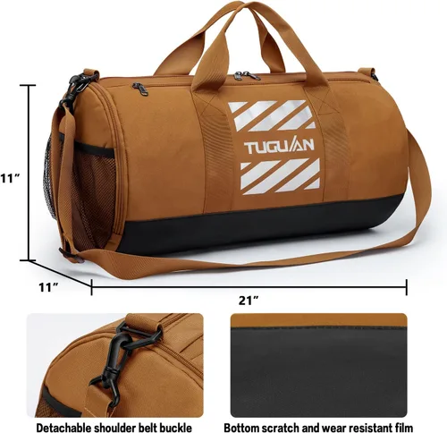 Miniatura 4 de TUGUAN Bolsas de gimnasio para hombres y mujeres, bolsa de gimnasio con bolsillo húmedo y compartimento para zapatos, bolsa de lona para hombres