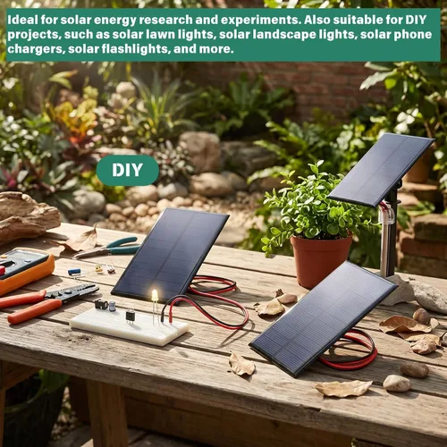 Miniatura 4 de 3 unids mini panel solar DC 6V polisilicio módulo cargador solar DIY sistema kits con cable de 11.8 in