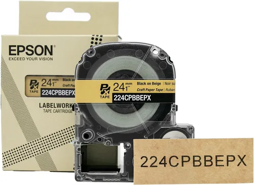 Miniatura 16 de Epson LABELWORKS 224BMBEPX Cartucho de Cinta de PET (Poliéster) Genuino - Negro sobre Beige Mate Cinta de Etiquetadora para Manualidades
