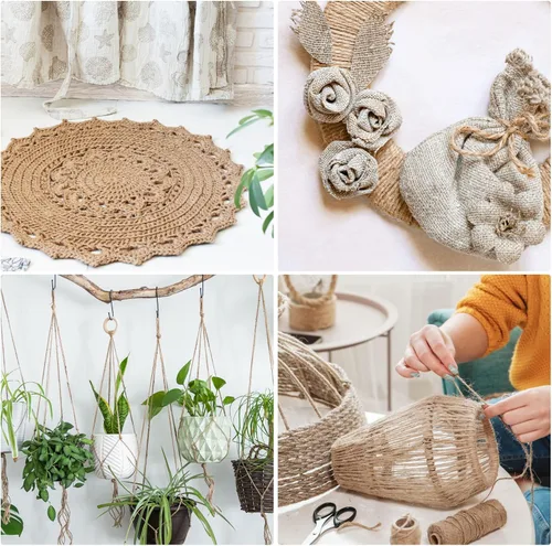 Miniatura 8 de MECCANIXITY Cuerda de yute de 164 pies de 0.079 in, cuerda de yute, cuerda de yute natural, verde para manualidades, jardinería, agrupamiento