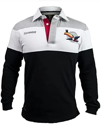 Guinness Camiseta de rugby irlandés de manga larga para hombre, camiseta de rugby estilo polo para hombre, sudadera de cerveza