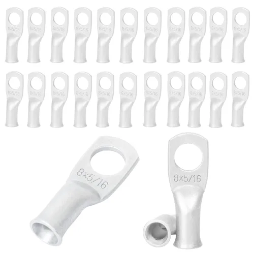 Miniatura 49 de 2/0 AWG 5/16" Stud (25 piezas), terminal de anillo de batería resistente, conectores de calibre 00, lengüetas de alambre de cobre 2/0, terminales