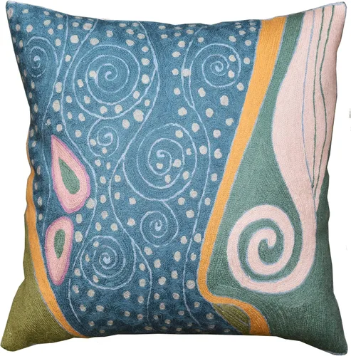 Miniatura 10 de Klimt - Funda de almohada moderna azul para sofá Almohadas contemporáneas azules Cojín de silla moderno abstracto Almohada moderna