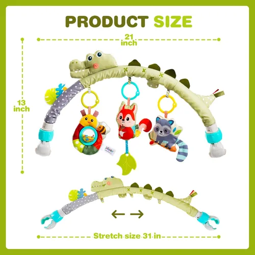 Miniatura 5 de Jollybaby Moisés cochecito móvil de juguete para bebé de 0 a 6 a 12 meses, juguete colgante de arco con clip para bebé, juguete Montessori sensorial