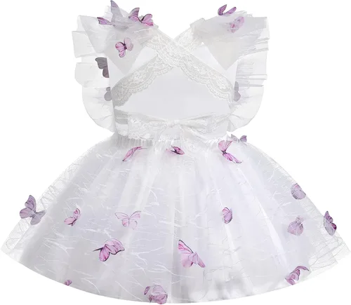 Miniatura 3 de Vestido para sesión de fotos de fiesta de cumpleaños con espalda descubierta para bebé, niña, mariposa, fresa, volantes, princesa, pastel, fiesta