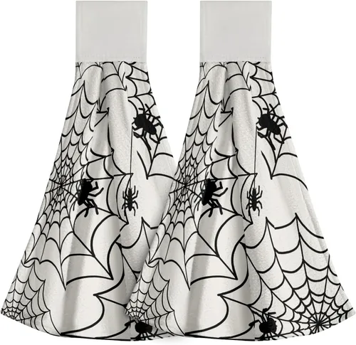 Miniatura 43 de Poppy Flower Hanging Hand Towels Set of 2,17x12 Inch Watercolor Chinoiserie Yellow Black Floral Soft Absorbent Dish Cloth Tie Towel for Kitchen